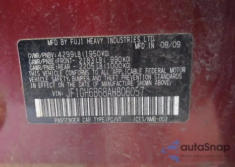 2010 Subaru Impreza 2.5I Premium z USA, uszkodzony, nr VIN JF1GH6B68AH806057